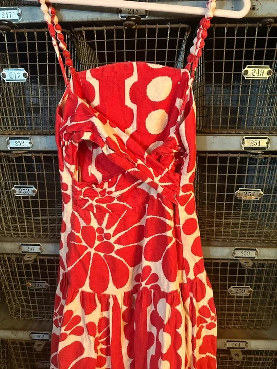 FARM Rio Red Palermo Sleeveless Midi Dress Size Small 38470 - Picture 8 of 16
